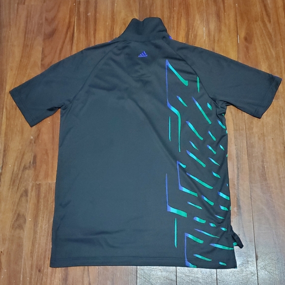 Adidas Golf Polo Shirt Mens Size Meduim Black Abstract Geometrict Shirt - Picture 5 of 6